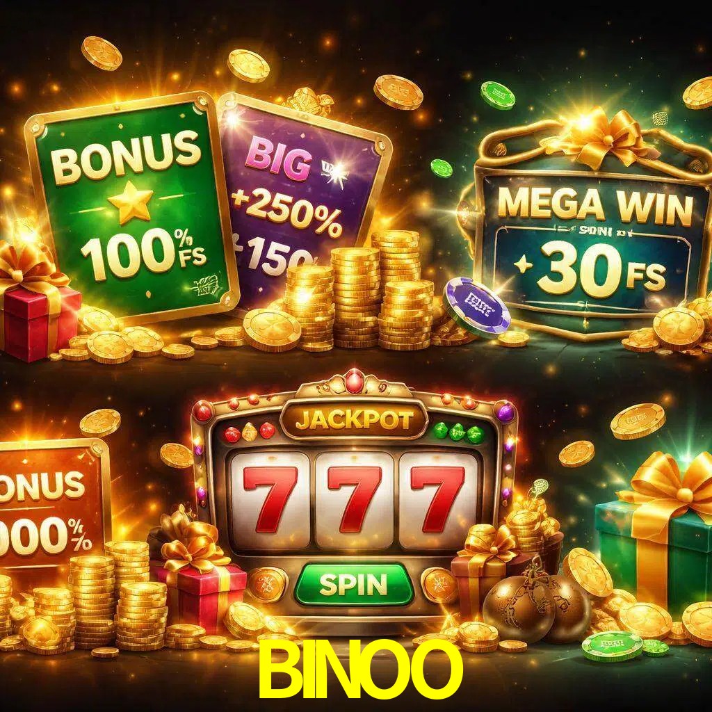 Tipos de bonos BINOO incluyendo recompensas de bienvenida y promociones continuas